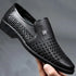 Elegant Men's Business Leather Sandals - Soft Bottom Hollow Hole Design for Middle-Aged and Elderly Dads - Comfortable Slip-On Footwear for Office and Career